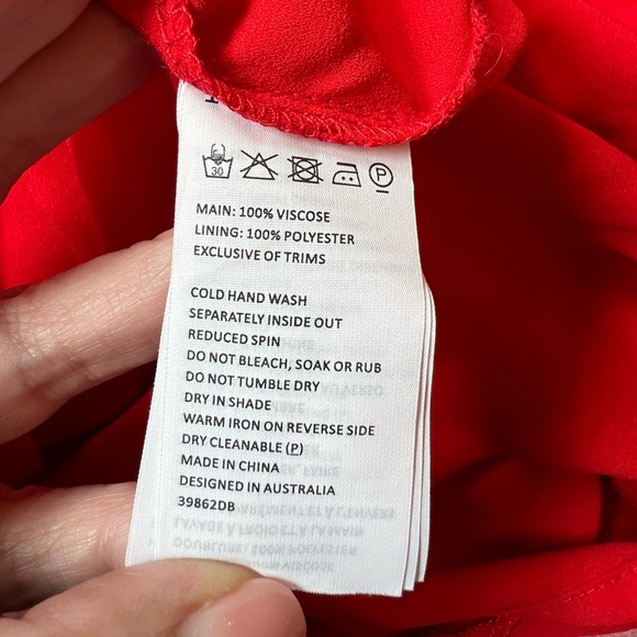 Bardot Dariela Star Lily Red Pink Long Sleeve Off Shoulder Mini Dress Size 10 - Picture 11 of 13